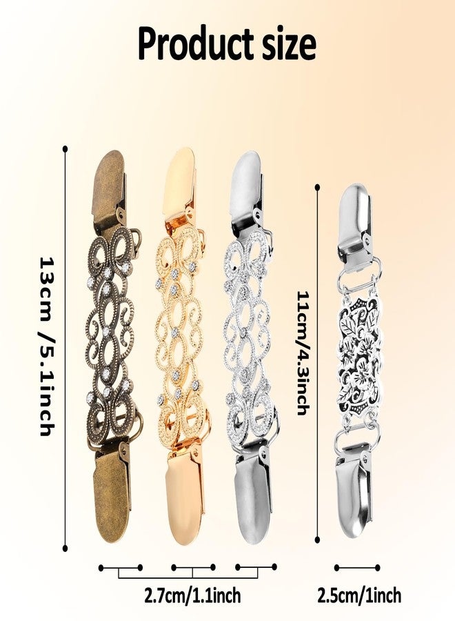 Tucnoeu 4pcs Vintage Dress Clips Waist Cincher Clips 4 Styles Sweater Dress Shirt Clip for Women Clothing,Back Cinch Dres Cincher Shawl Cardigan Brooch Clip - Image 2